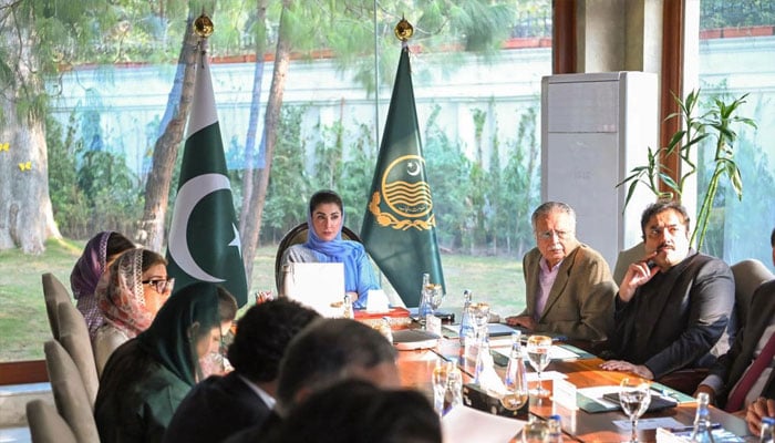 Punjab Chief Minister Maryam Nawaz (centre) chairs a meeting of the Punjab cabinet.— Facebook@TheMaryamNSharif/File