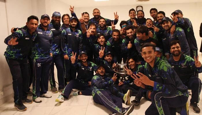 SNGPL squad celebrates winning the Presidents Trophy Grade-I title on February 11, 2024. — PCB