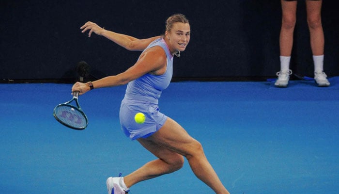 Belarus Aryna Sabalenka in action during their womens singles final at the Brisbane International tennis tournament on Pat Rafter Arena in Brisbane on January 5.— AFP/File