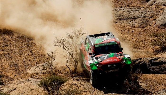 Overdrive Racing’s Yazeed Al-Rajhi and Timo Gottschalk in action during Wednesday’s Dakar Rally stage 3 from Bisha to Al Henakiyah in Saudi Arabia.— Reuters/File