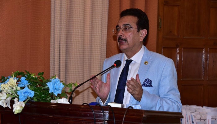 Punjab University Vice Chancellor Prof Dr Muhammad Ali addresses an opening session of a two-day international conference on ‘Women, Peace & Security: Issues, Challenges & Way Forward’ at Punjab University on October 10, 2024. — Facebook/University of the Punjab