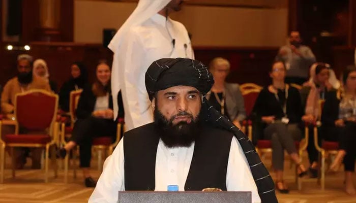 Suhail Shaheen, spokesman for the Taliban in Qatar, attends the Intra Afghan Dialogue talks in Doha, Qatar, last July 7, 2024. —AFP