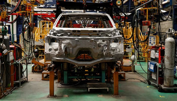 The body of the last pickup truck to be manufactured at the General Motors GMN factory in Ecuador, which will stop production amid pressure from competitors but still sell vehicles in the country, is pictured, in Quito, Ecuador September 2, 2024.— Reuters