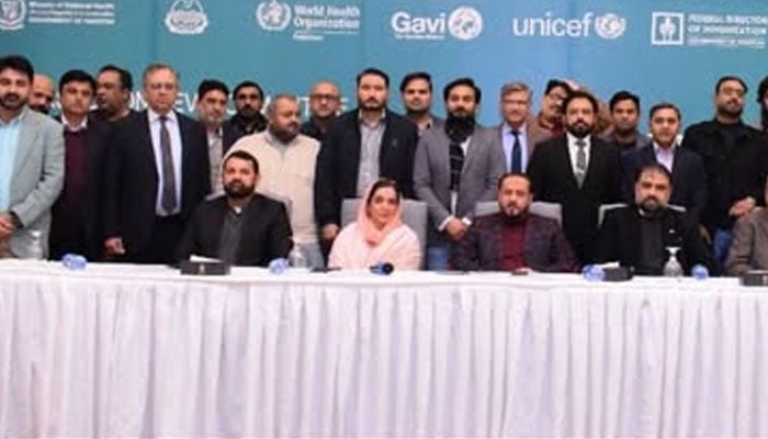 Punjab Minister for Primary and Secondary Healthcare Department Khawaja Imran Nazir speaking at the WHO supported workshop on ‘Development of provincial immunisation strategic framework 2025-30’ on January 9, 2025. — Facebook@KhawajaImranOfficial