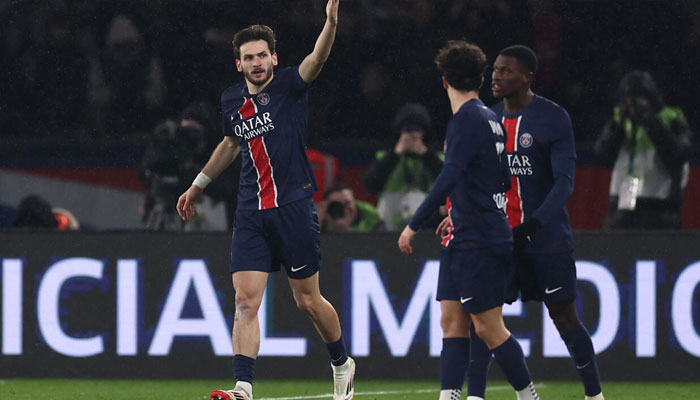 Khvicha Kvaratskhelia celebrates after scoring his first Paris Saint-Germain goal in the 4-1 win over Monaco on Friday February 7, 2025. —AFP