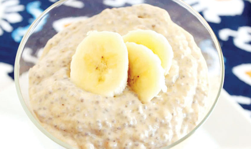 Peanut butter, banana and chia seed pudding