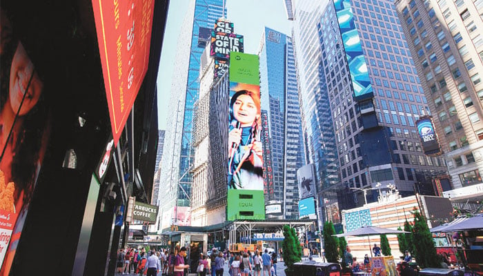 Arooj Aftab has been the first artist selected as part of the EQUAL Pakistan initiative. Her music has been highlighted on Spotifys special EQUAL Pakistan curated playlist, and she has been shining brightly at a digital billboard at Times Square, NYC, for one month.