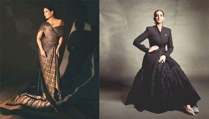 “The look we created for her was something that represented her evolution as an actor and a style icon.” – Sana Anver on being a part of the styling team for Kareena Kapoor-Khan’s 25-year milestone celebration in the film industry. and For a cocktail party during the Ambani wedding, Sonam Kapoor wore a dress from a designer in Beirut.