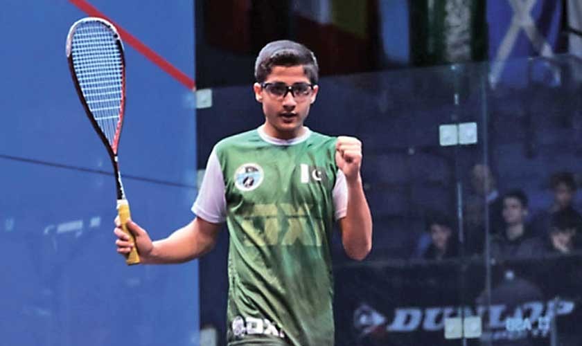 Hamza Khan's victory at under 15 event of British Junior Open Squash in ...