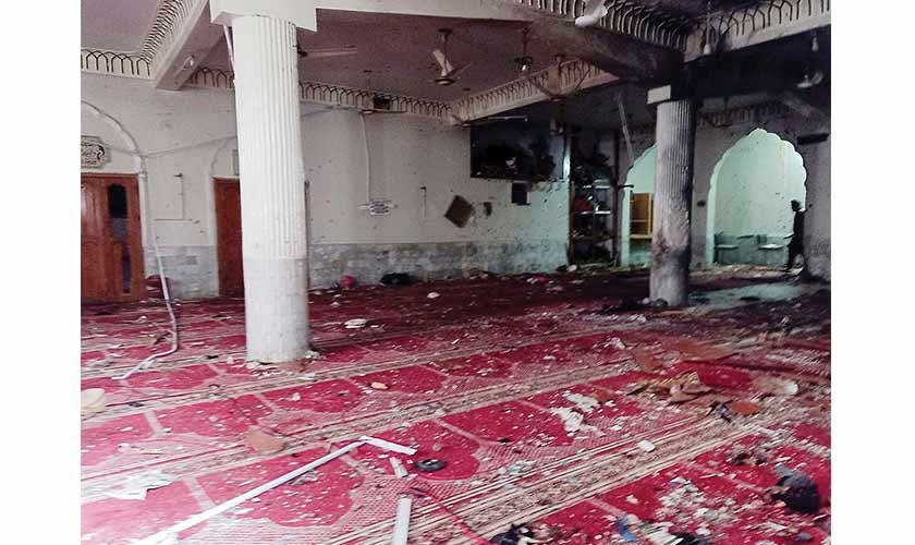 A view of the prayer hall after the bomb blast.