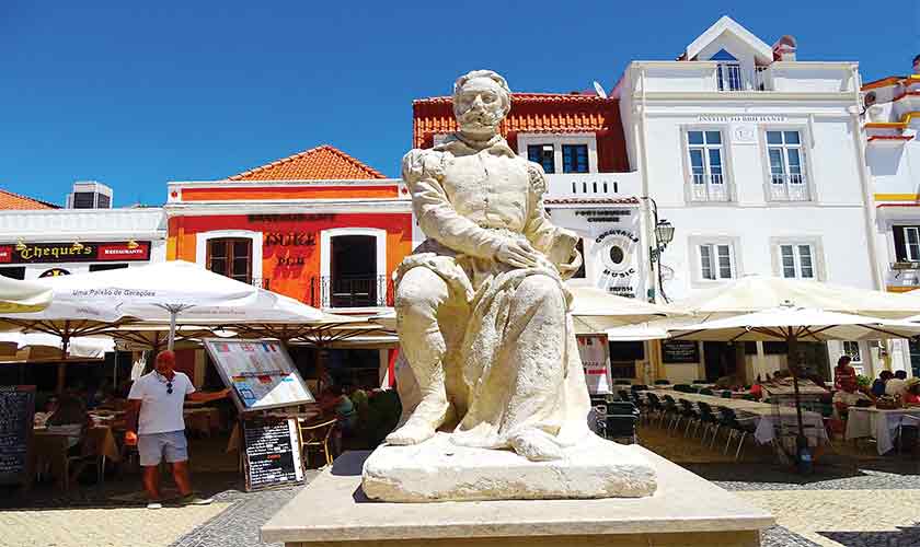 Statue of Portuguese poet Luis Vaz de Camoes.