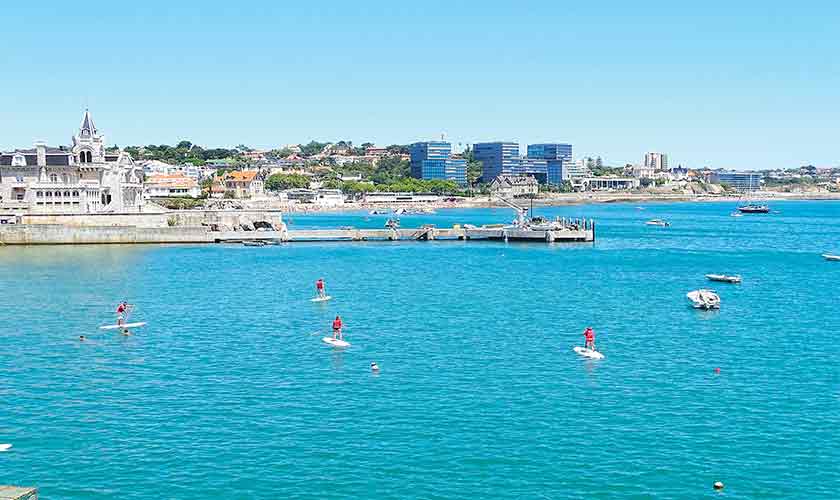 A view Cascais bay with Palacete Seixas in the background.