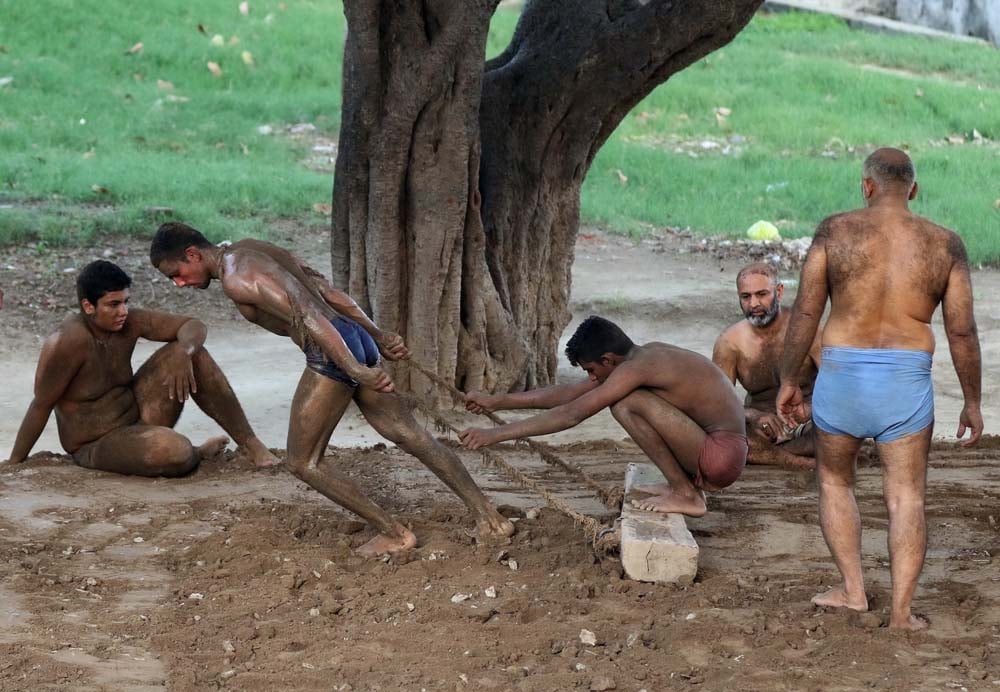 The wrestlers’ corner. 