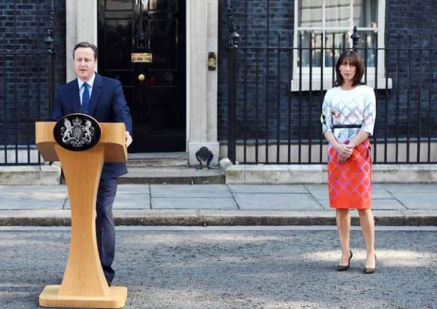 David Cameron announcing his resignation.