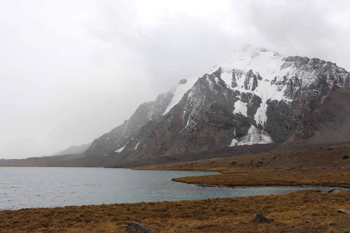 The heavily melted glacier aside Karombara, awaiting fresh snows.