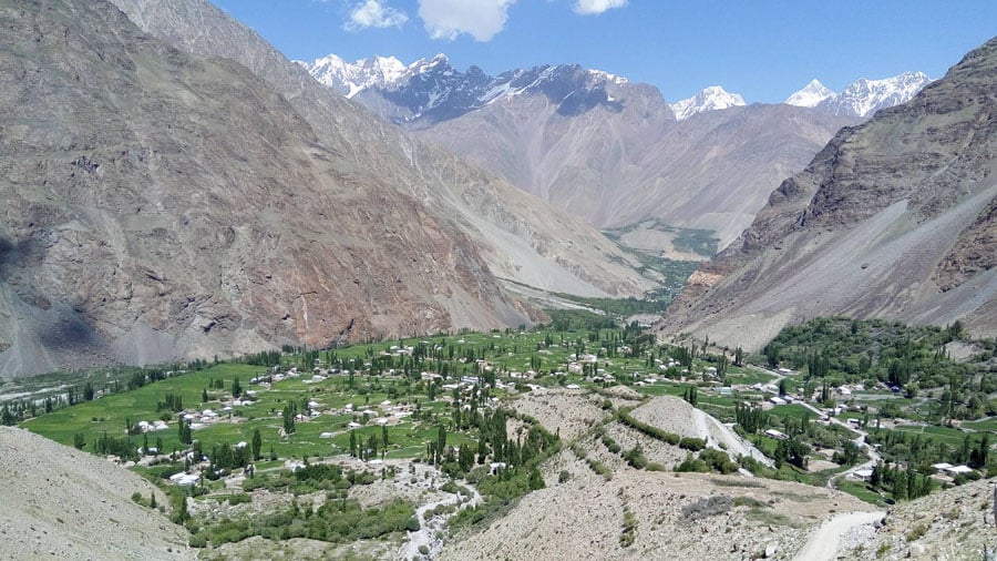 Valley with houses at Chitral. 