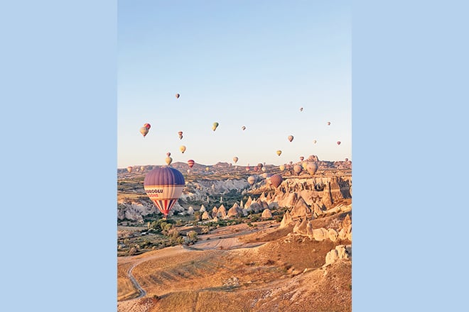 The daily scenes from a Hot Air Balloon ride around 7am in Cappadocia.