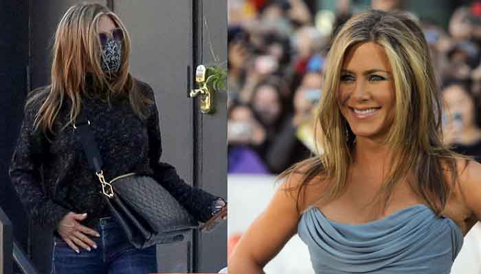 onlookers Angeles a gives at she her in Aniston casual look Los stuns as Jennifer style rare