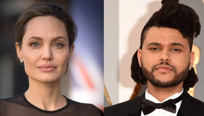 The Weeknd was seen surrounded by a group of friends where Angelina Jolie was also seen