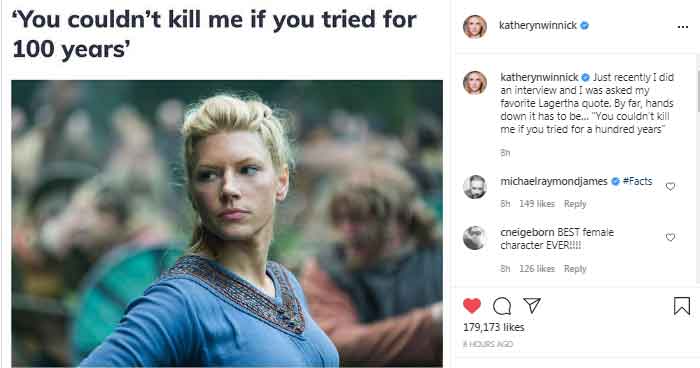 Lagertha actress shares her favourite quote from Vikings