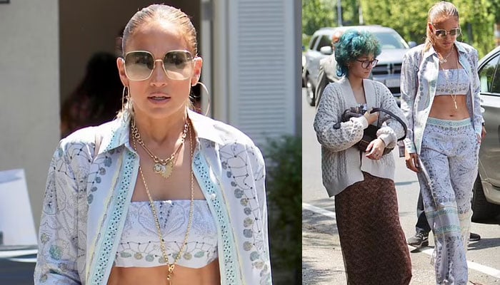 Jennifer Lopez flaunts her fit figure in summer outfit as she arrives Kleins home with daughter Emme
