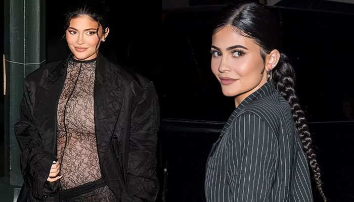 Kylie Jenner shares first look of her baby bump in sheer lace jumpsuit during NYC outing