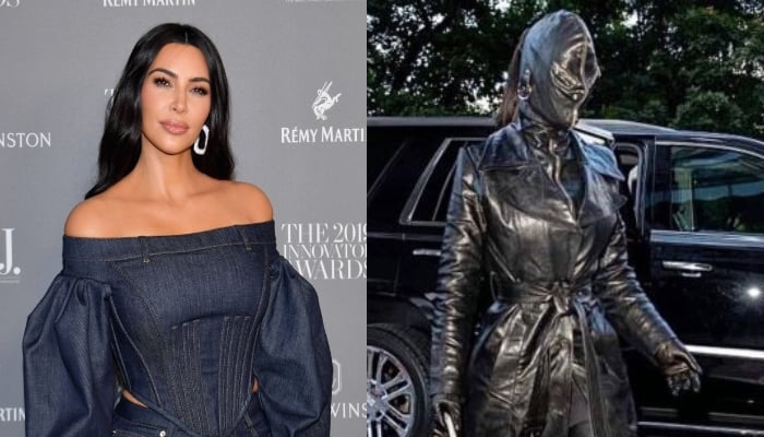 Kim Kardashian looks fierce in black leather look and her tiny box