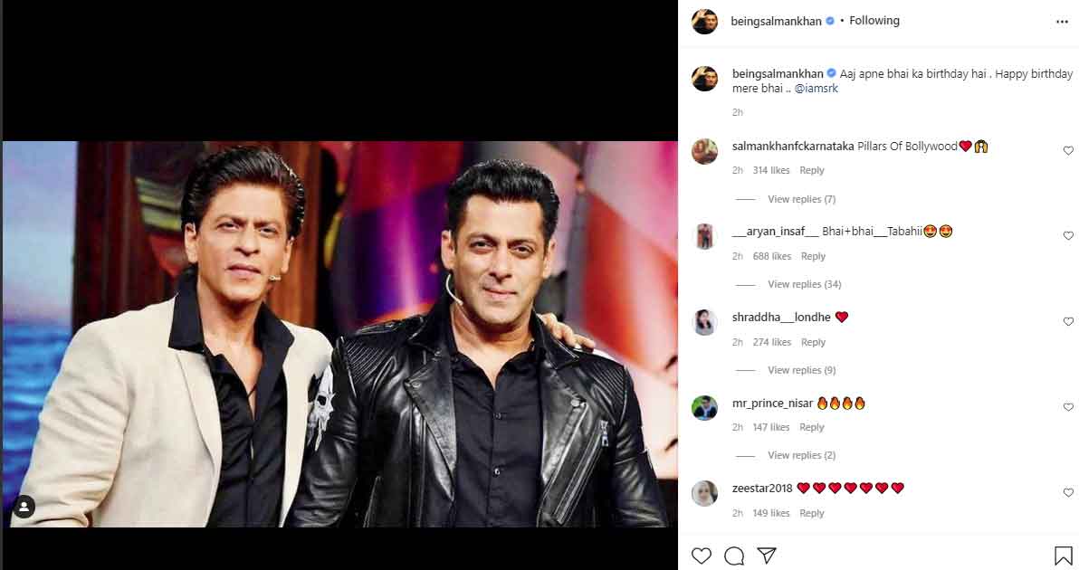 Salman Khan wishes Shah Rukh Khan on his birthday