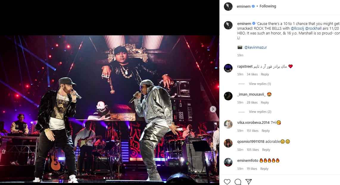 Eminem shares pictures from latest performance