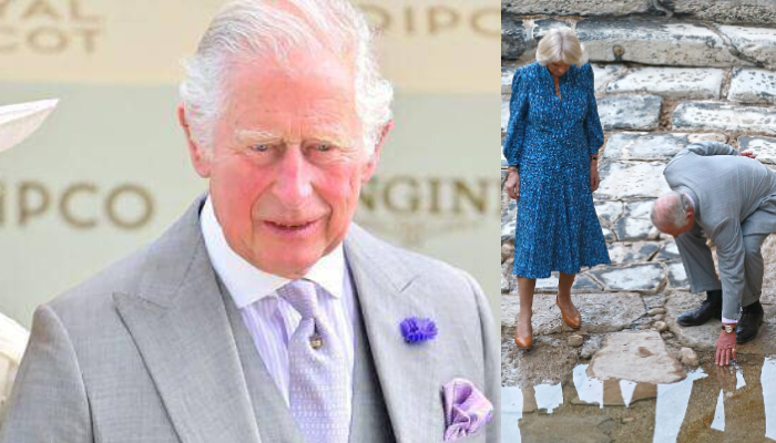 Prince Charles and wife Camilla stopped to collect water from the River Jordan on a royal visit