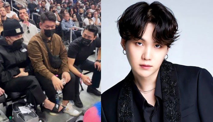 bts suga gets spotted enjoying la clippers game pics go viral