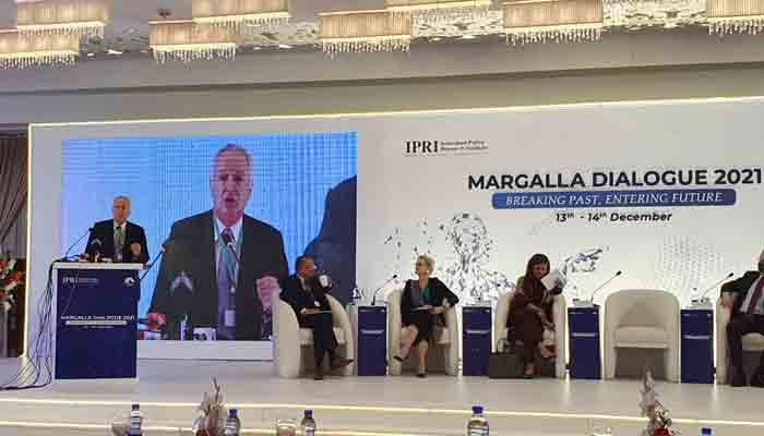 Former US envoy is speaking at Margalla Dialogue 2021 in Islamabad.