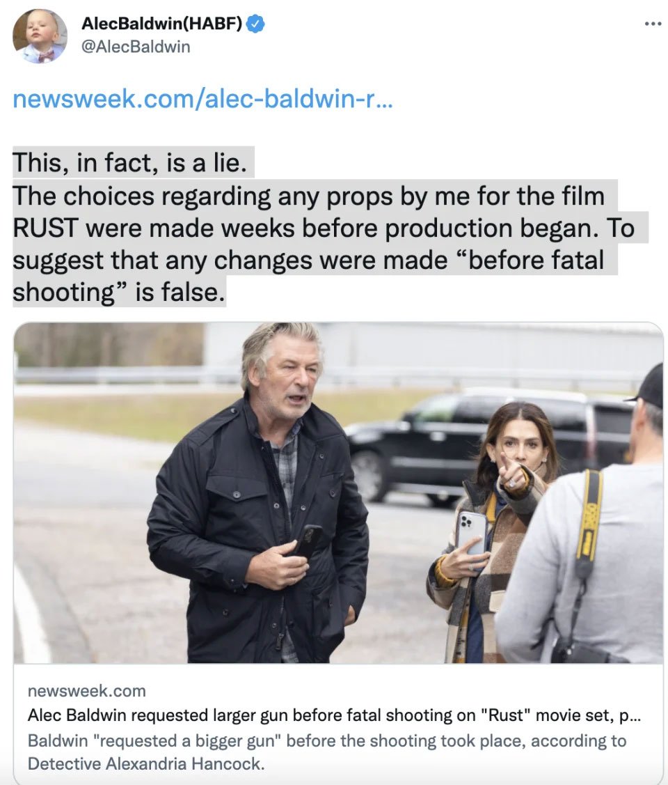 Alec Baldwin clears the air over rumors he ‘demanded bigger gun’ before fatal shooting