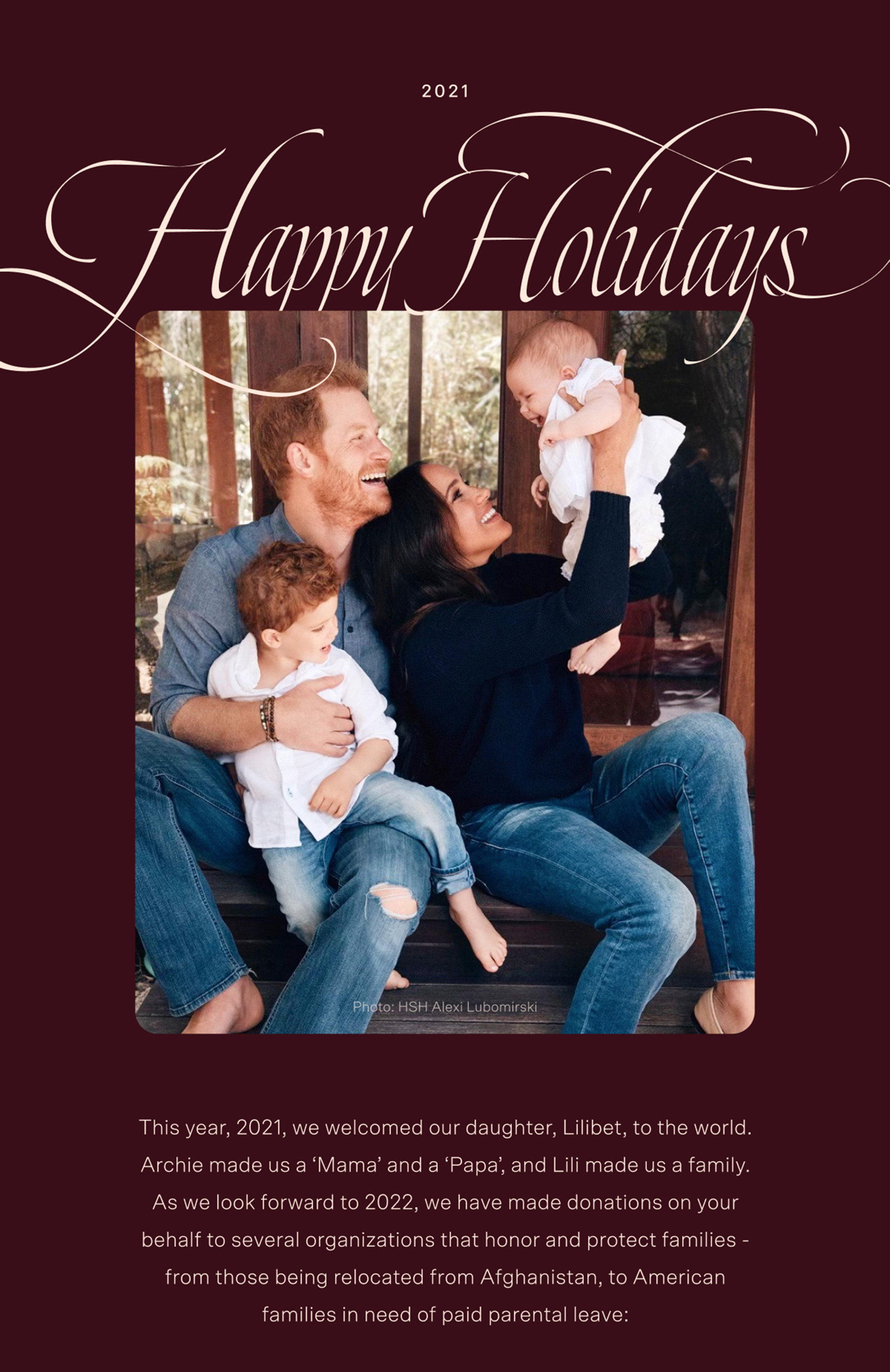 Prince Harry, Meghan Markle reveal daughter Lilibet in Christmas card