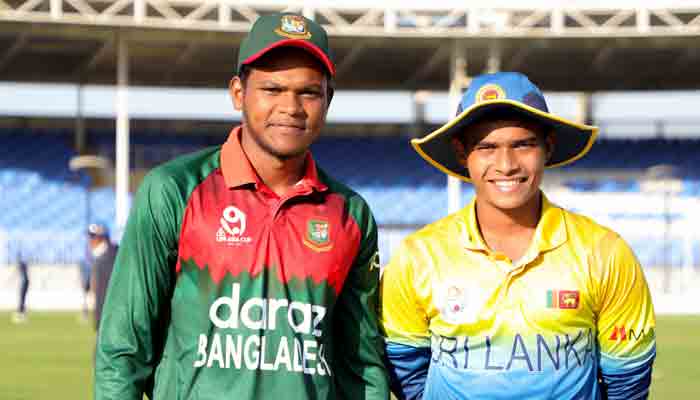 The skippers of Bangladesh and Sri Lankan team before the toss.