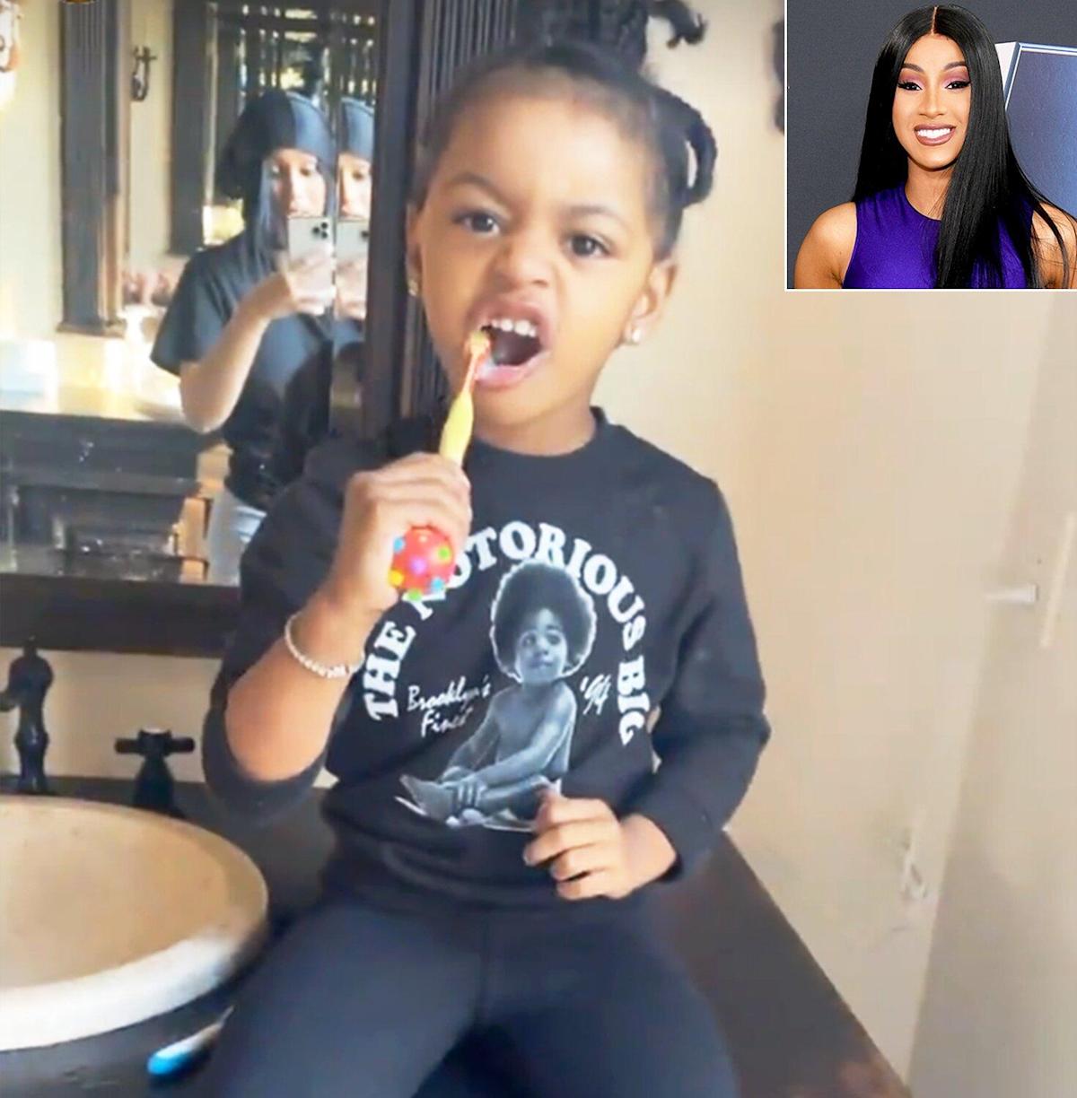 Cardi B gives fans a sneak peek into her morning routine with kids