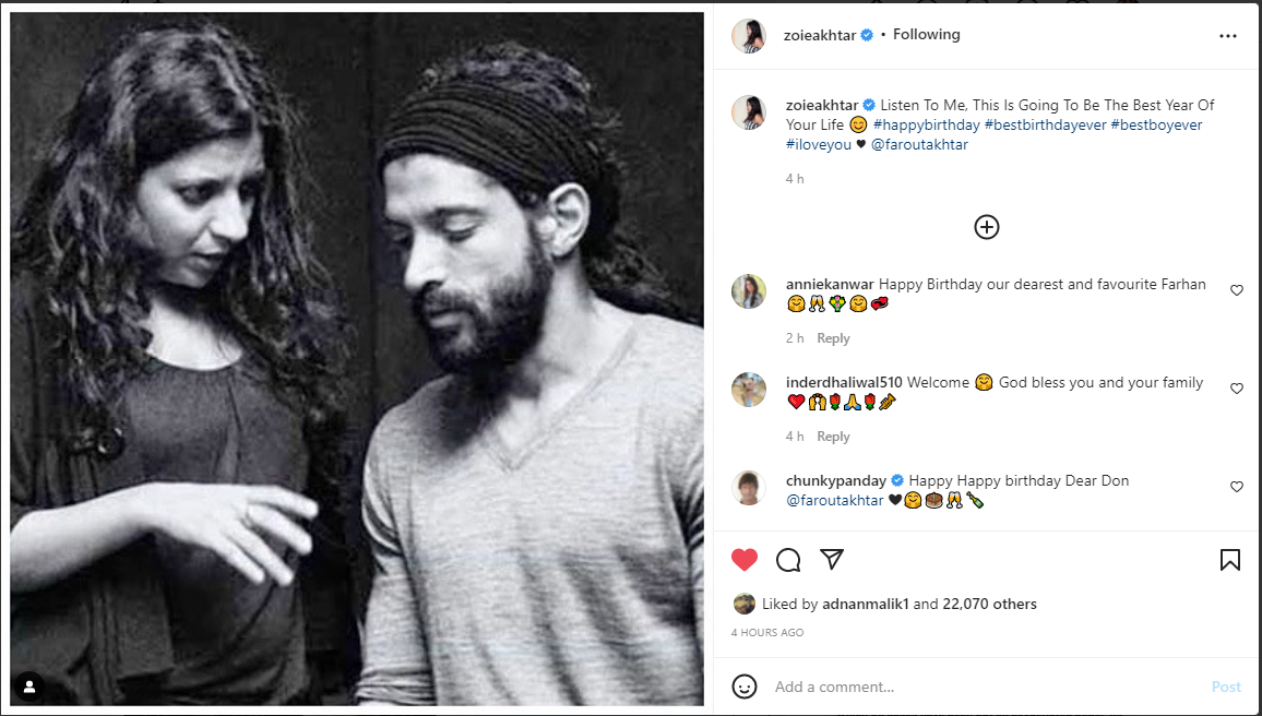 Zoya Akhtar showers love on brother Farhan as he turns 48, ‘Best boy ever’