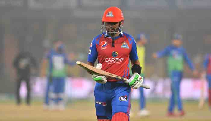 Babar Azam leaves the field after getting out in the 23rd match of the PSL 2022 against Multan Sultans. -PCB