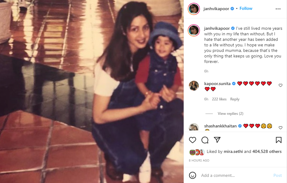 Janhvi Kapoor remembers Sridevi on her death anniversary, shares sweet childhood pic