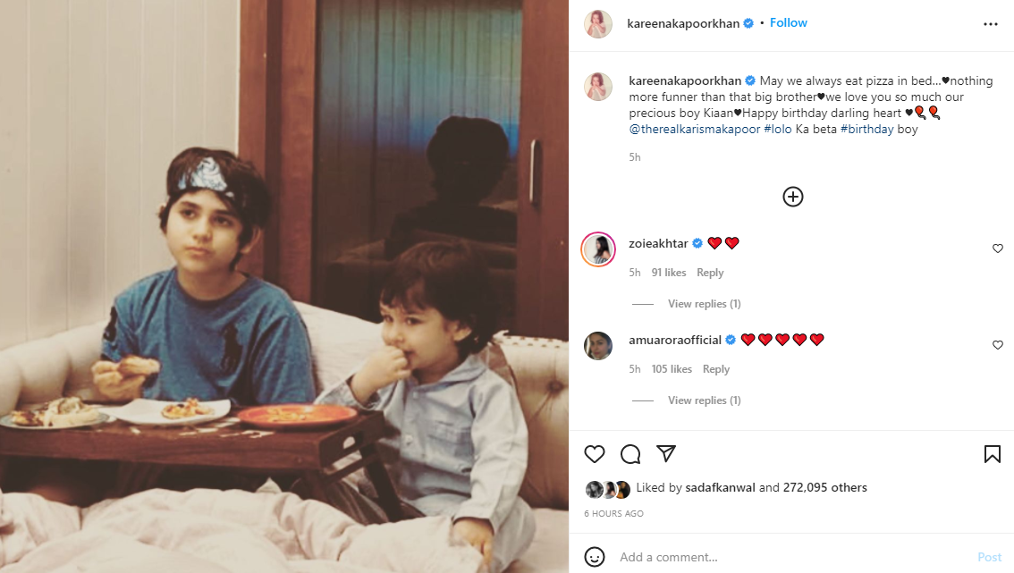 Kareena Kapoor pens birthday wish for Karisma’s son, posts Kiaan’s pic with Taimur