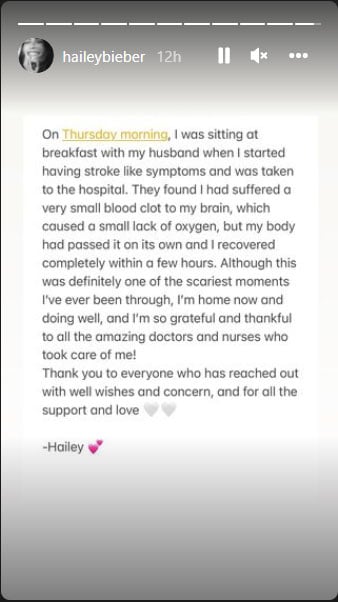 Hailey Bieber gushes over amazing doctors and nurses who took care of me!