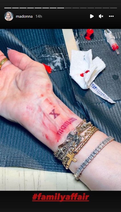 Madonna honours her mother with new ink while her son opts for a matching ‘tree of life’ tattoo