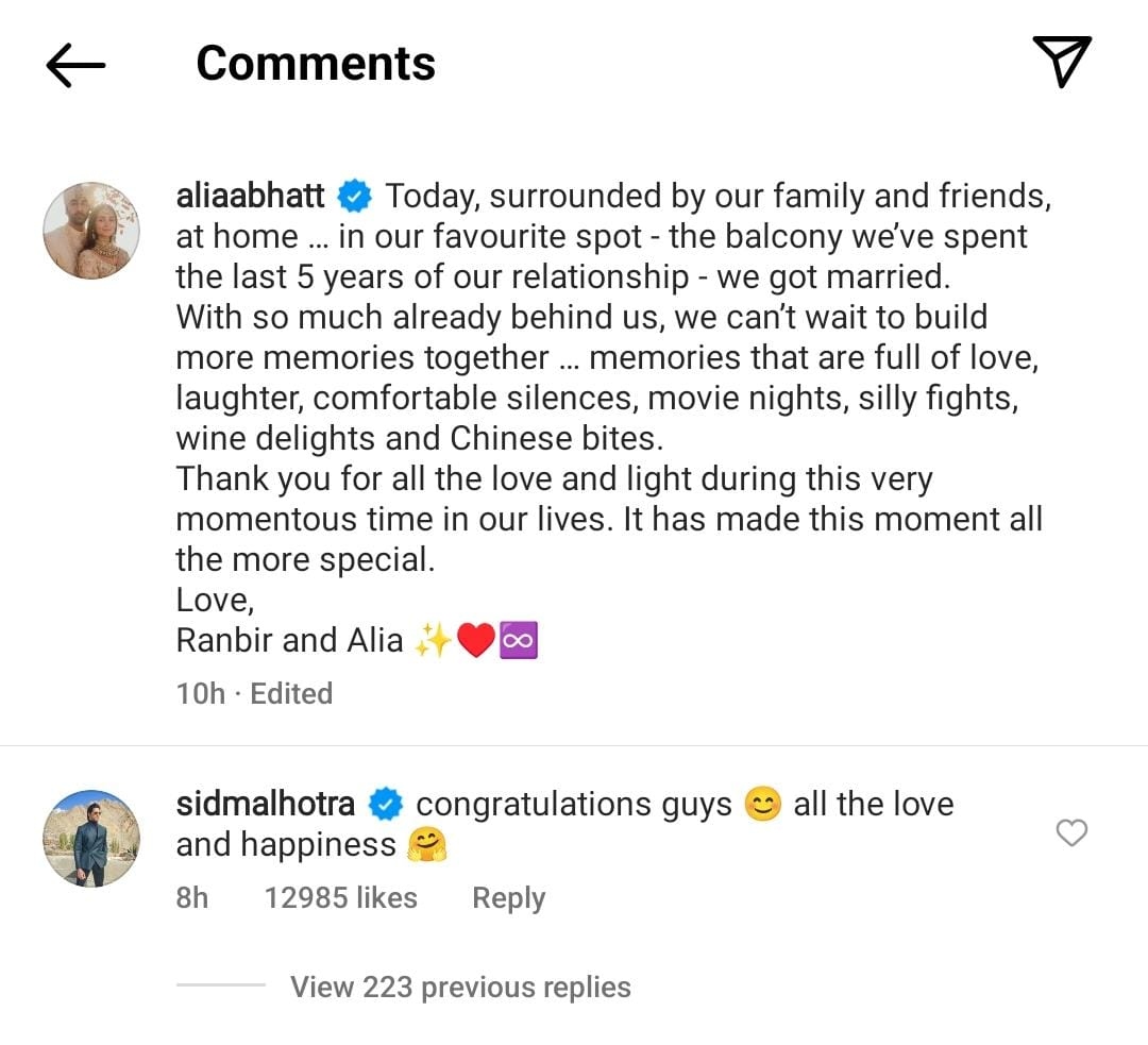 Sidharth Malhotra sends love to newlyweds Ranbir Kapoor, Alia Bhatt