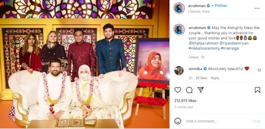 AR Rahman’s daughter Khatija gets married, fans shower love on newlyweds