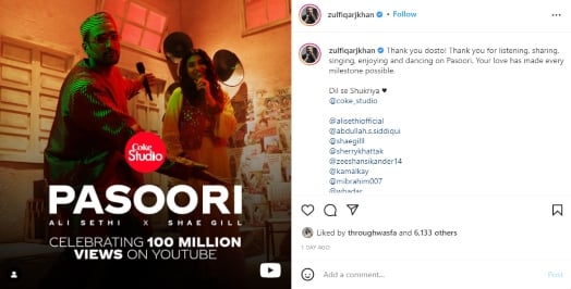 Coke Studio 14 ‘Pasoori’ hits major milestone with 100m views on YouTube