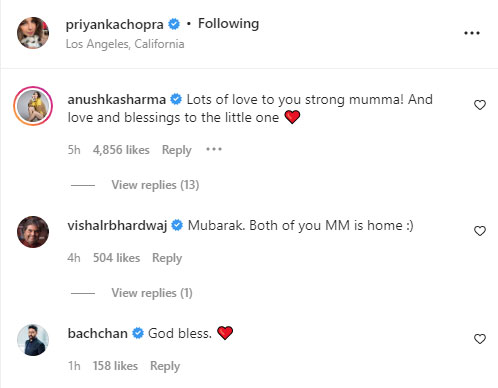 Priyanka Chopra receives love from Bollywood pals as she shares first snap of her baby