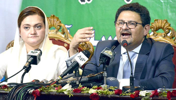 Federal Minister of Finance Miftah Ismail speaks during a press conference at NPC in Islamabad, on April 20, 2022. — INP/File