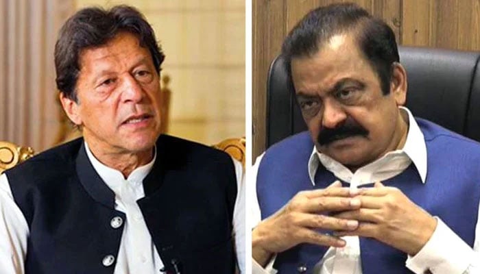 PTI Chairman Imran Khan (L) and Interior Minister Rana Sanaullah (R). Photo: file