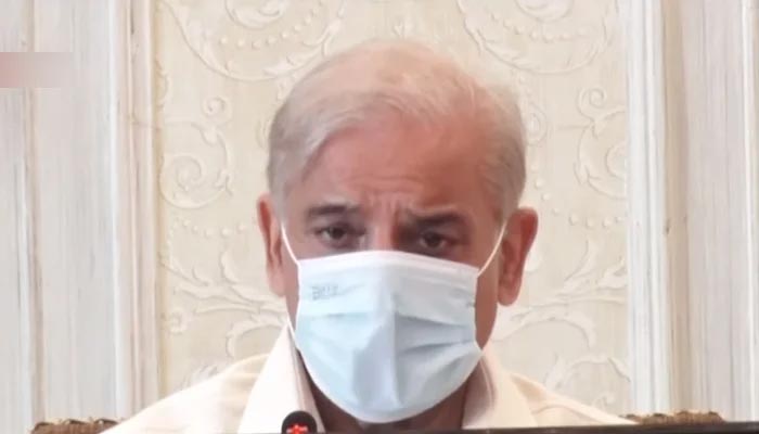 Prime Minister Shehbaz Sharif address a high-level government meeting on loadshedding at the PMs Office in Islamabad, on July 1, 2022. — YouTube/PTVNews