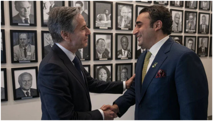 FM Bilawal meets Secretary Blinken in New York on May 18, 2022. Photo: Twitter/SecBlinken